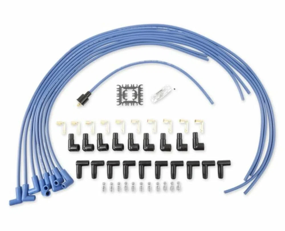 Spark Plug Wire Set- 8mm - Blue Wire with Blue 90 Deg Boots - 4041B
